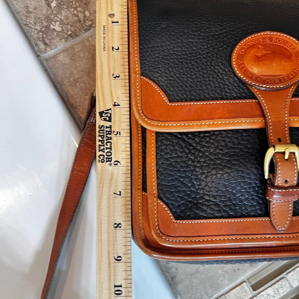 Dooney & Bourke Black and Tan Leather Messenger Bag - Picture 15 of 15